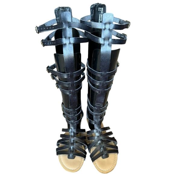 15.5" Tall Gladiator Black Sandals buckle & zipper closing by Just Fab size 7.5 - Picture 6 of 16